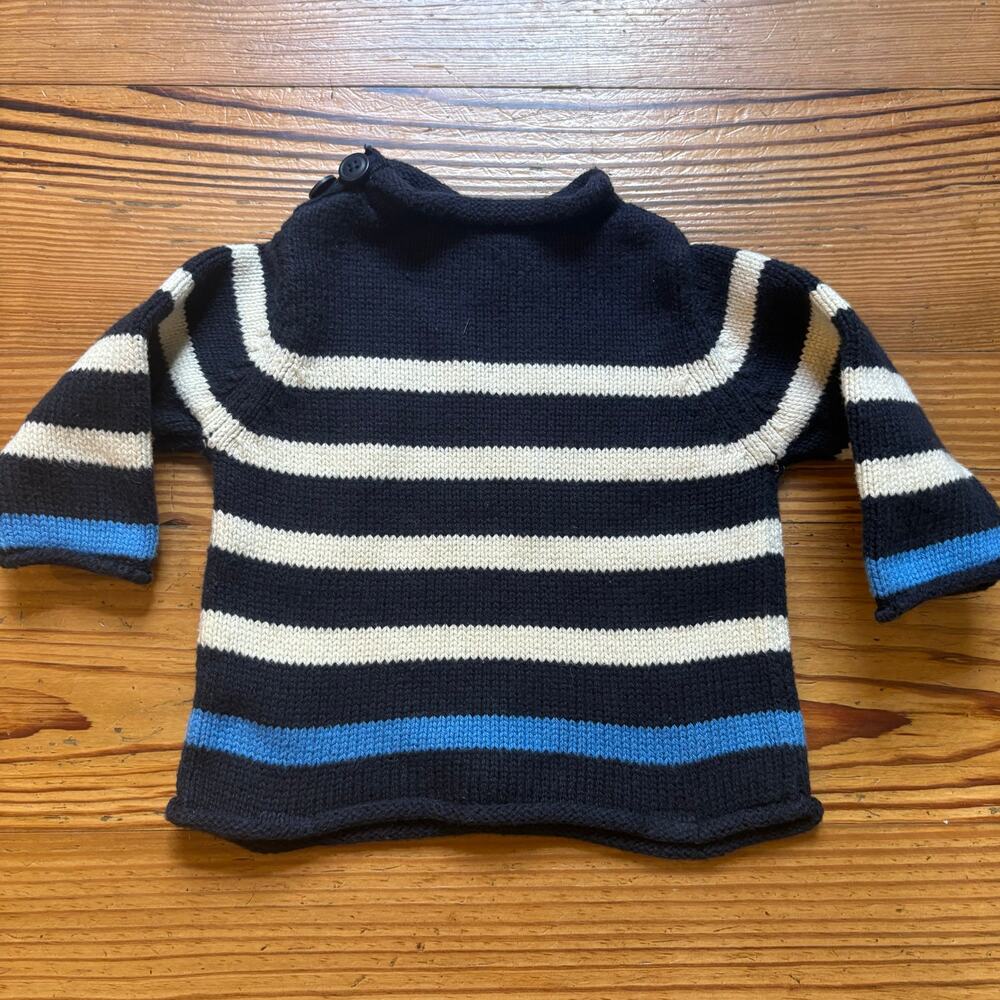 Gap blue‎ white striped mock neck knit baby sweater SIZE 3-6M